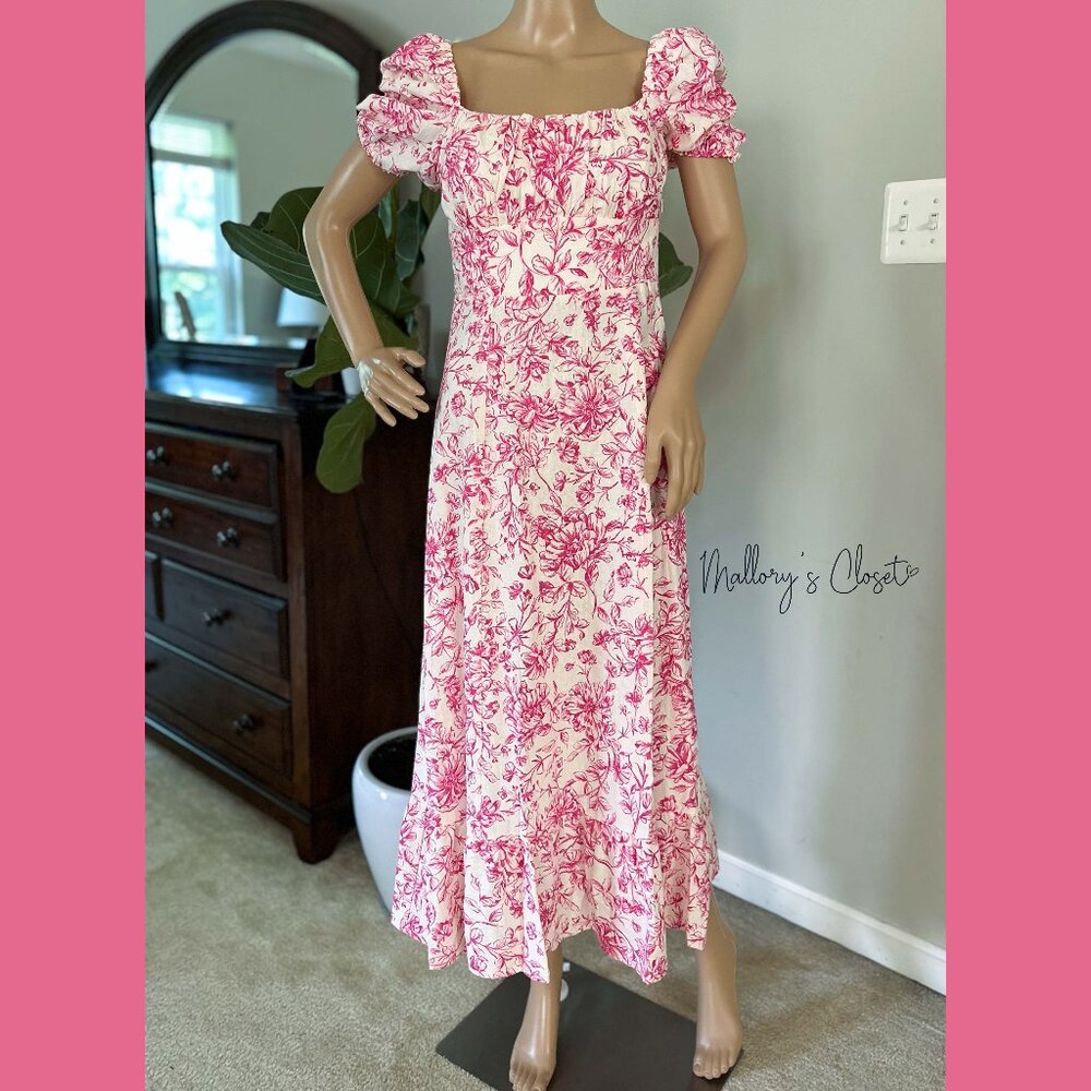 London Times Printed Puff-Sleeve Dress - Size: 4